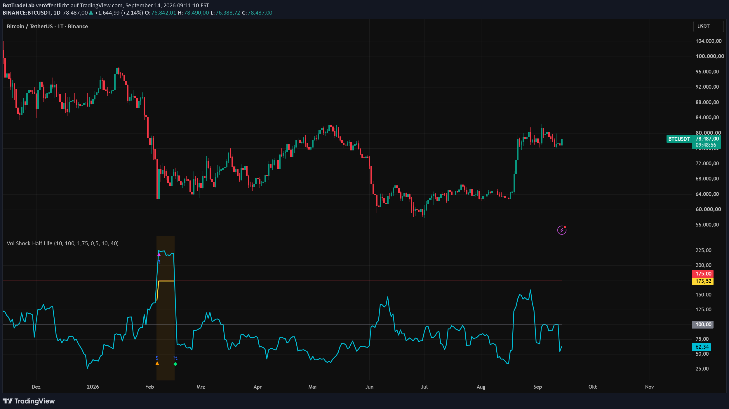 Volatility Shock Half-Life Monitor 主图